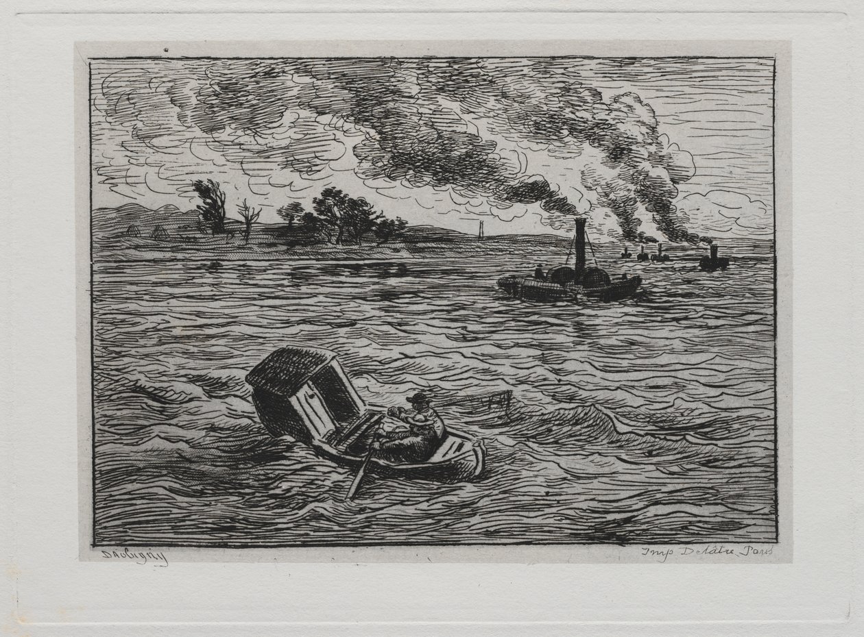 El viaje en barco: los barcos de vapor o cuidado con los barcos de vapor de Charles Francois Daubigny