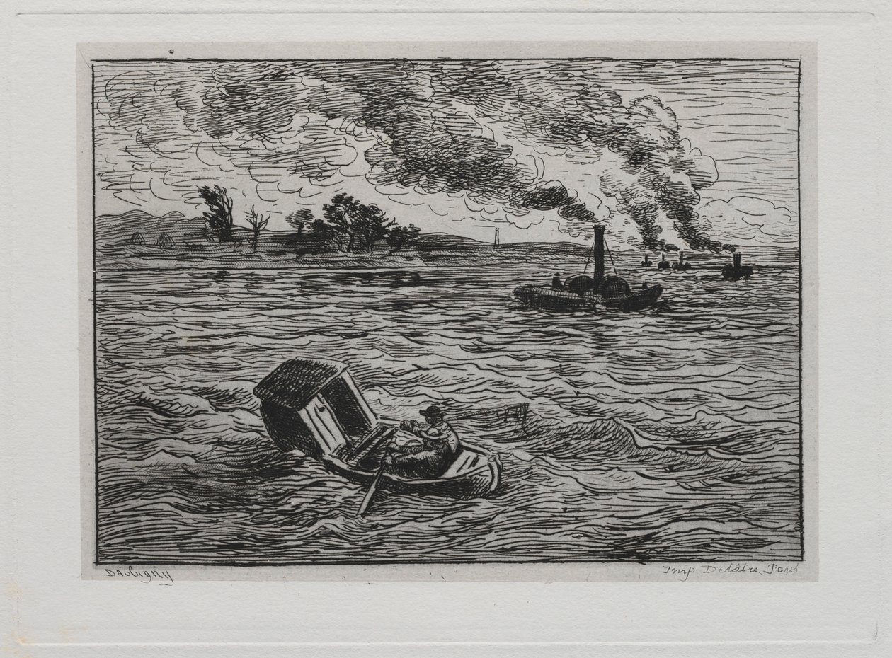 El viaje en barco: Los barcos de vapor o Cuidado con los vapores, 1861 de Charles Francois Daubigny