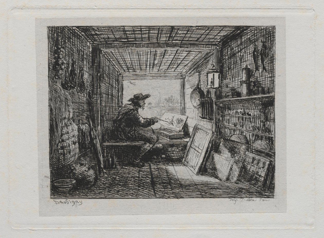 El viaje en barco: El estudio en el barco, 1861 de Charles Francois Daubigny