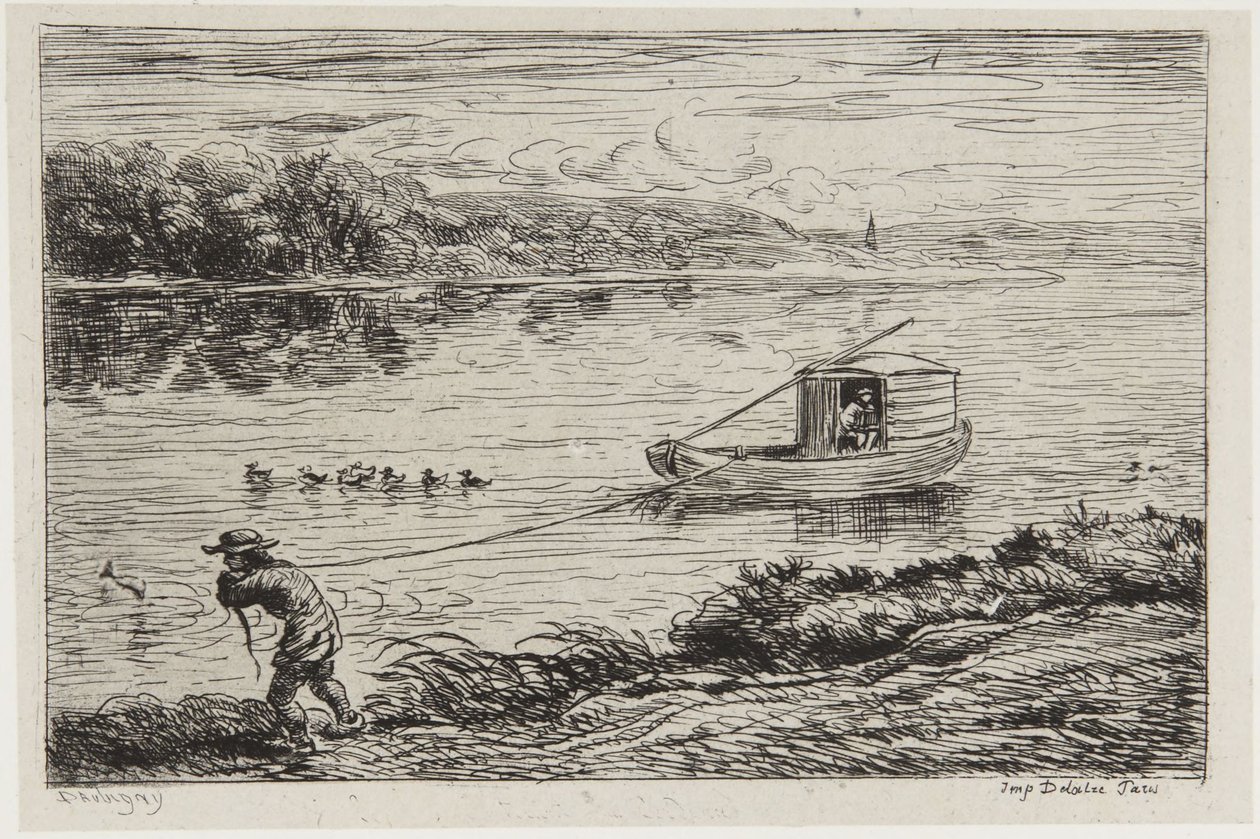 El grumete remolca la cuerda de Charles Francois Daubigny