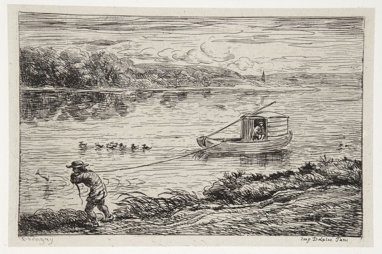 El grumete remolca la cuerda de Charles Francois Daubigny