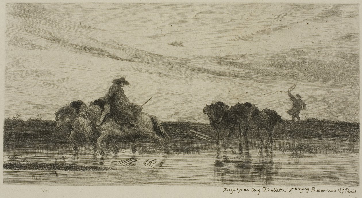 Los caballos de tiro de Charles Francois Daubigny