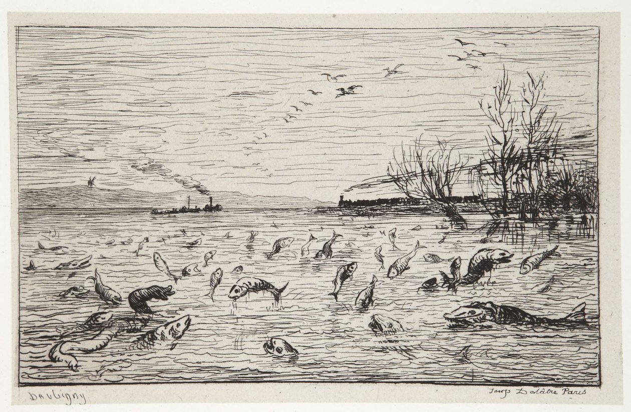 Los peces se alegran de la partida del grumete de Charles Francois Daubigny