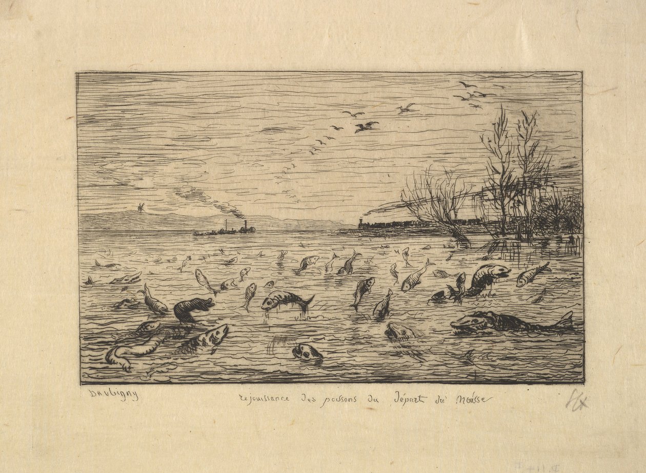 Los peces se regocijan en la partida del grumete, 1861 de Charles Francois Daubigny