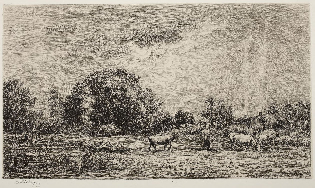 La luna naciente de Charles Francois Daubigny