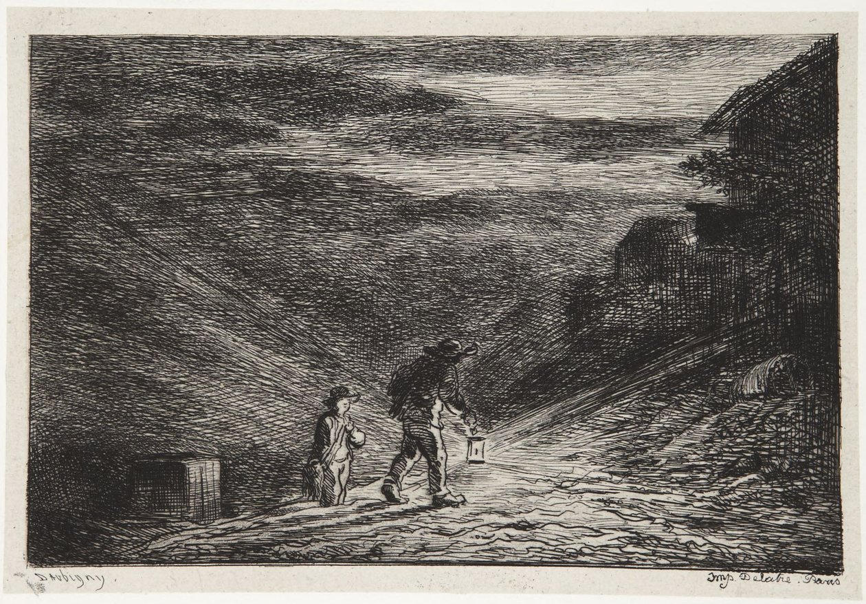 En busca de una posada de Charles Francois Daubigny