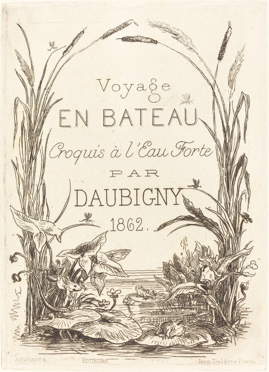 Página de título para "Viaje en barco" de Charles Francois Daubigny