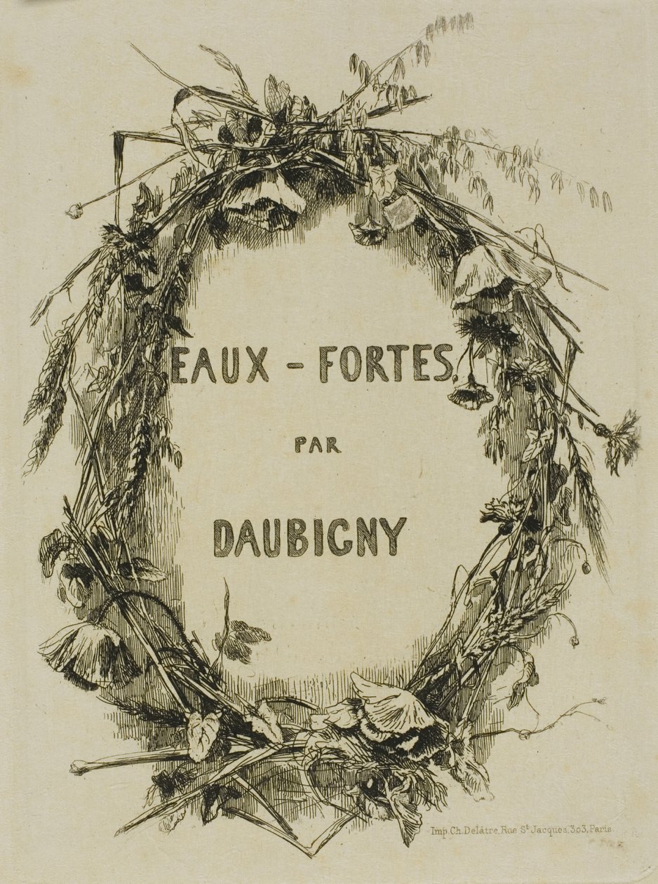 Corona de flores silvestres, frontispicio de Charles Francois Daubigny