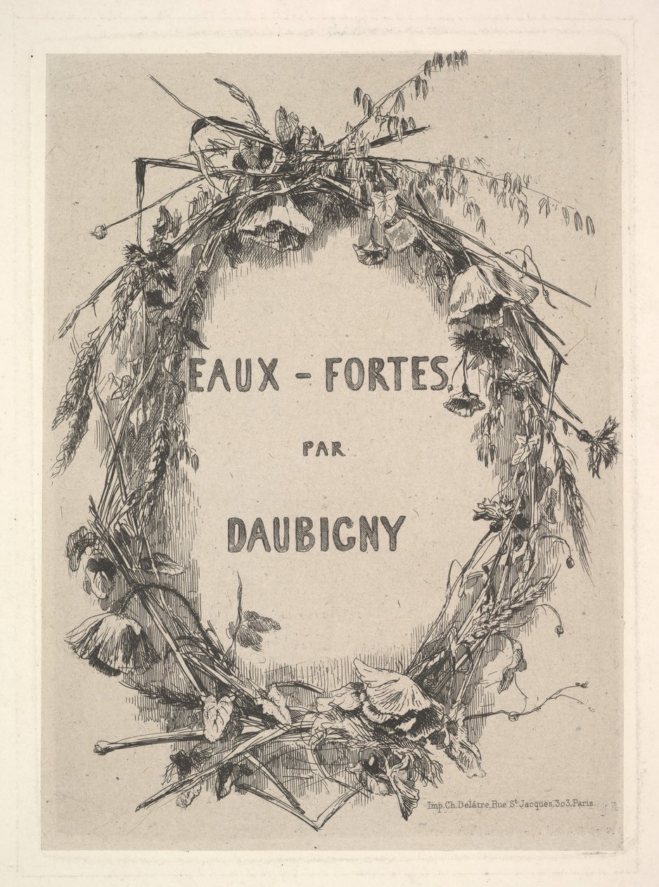 Corona de flores silvestres, título para Eaux-Fortes par Daubigny de Charles Francois Daubigny