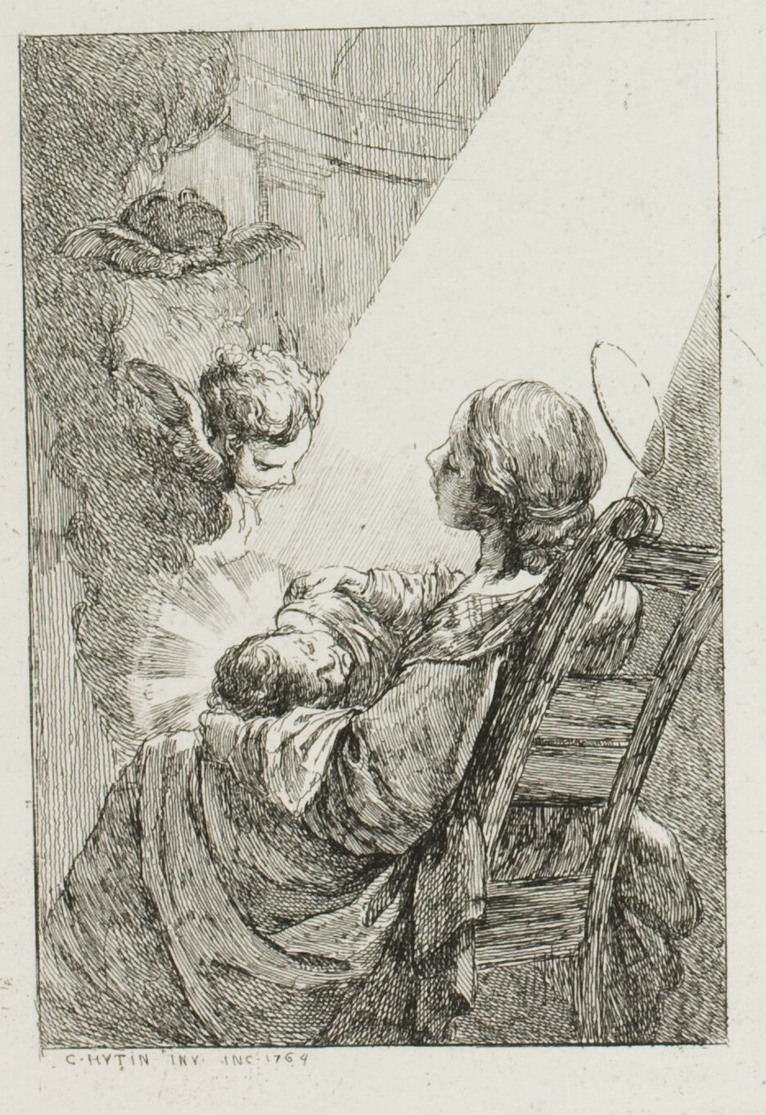La Virgen María acuna al Niño Jesús de Charles Francois Hutin