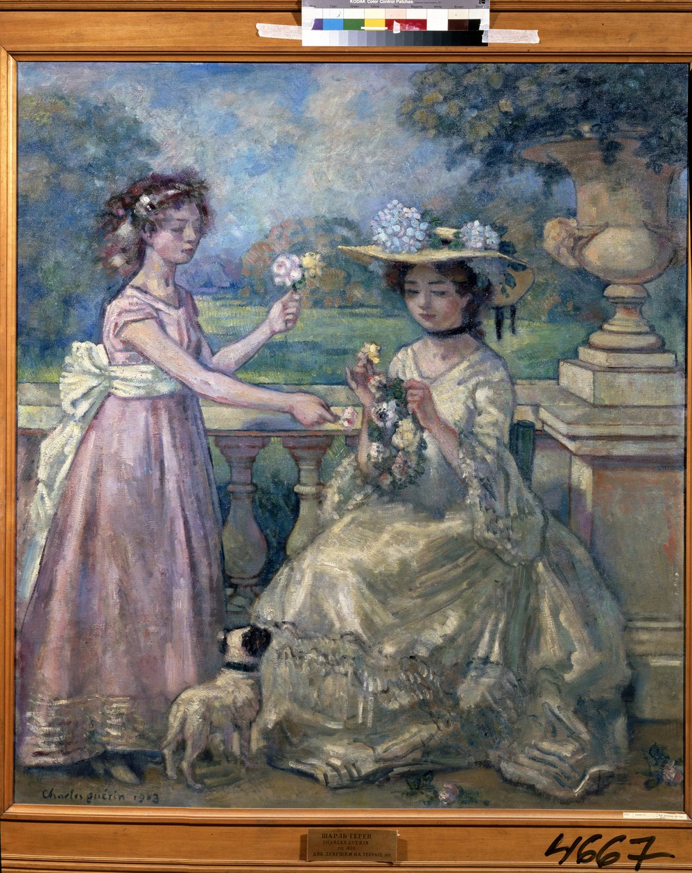 Dos chicas en una terraza. Pintura de Charles Francois Prosper Guerin (1875-1939) de Charles Francois Prosper Guerin