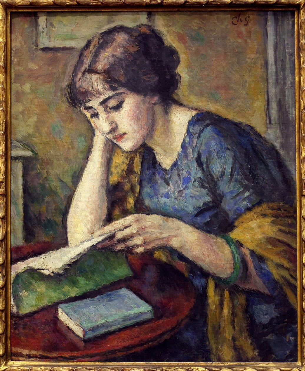 Lectura. Pintura de Charles Guerin (1875-1939), óleo sobre lienzo de Charles Guerin