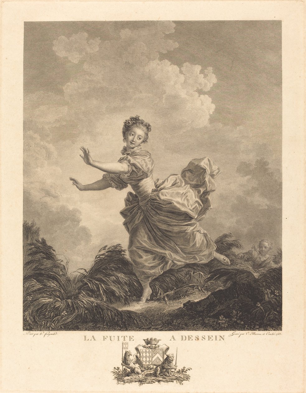 La fuga a propósito de Charles François Adrien Macret and Jacques Couché after Jean Honoré Fragonard