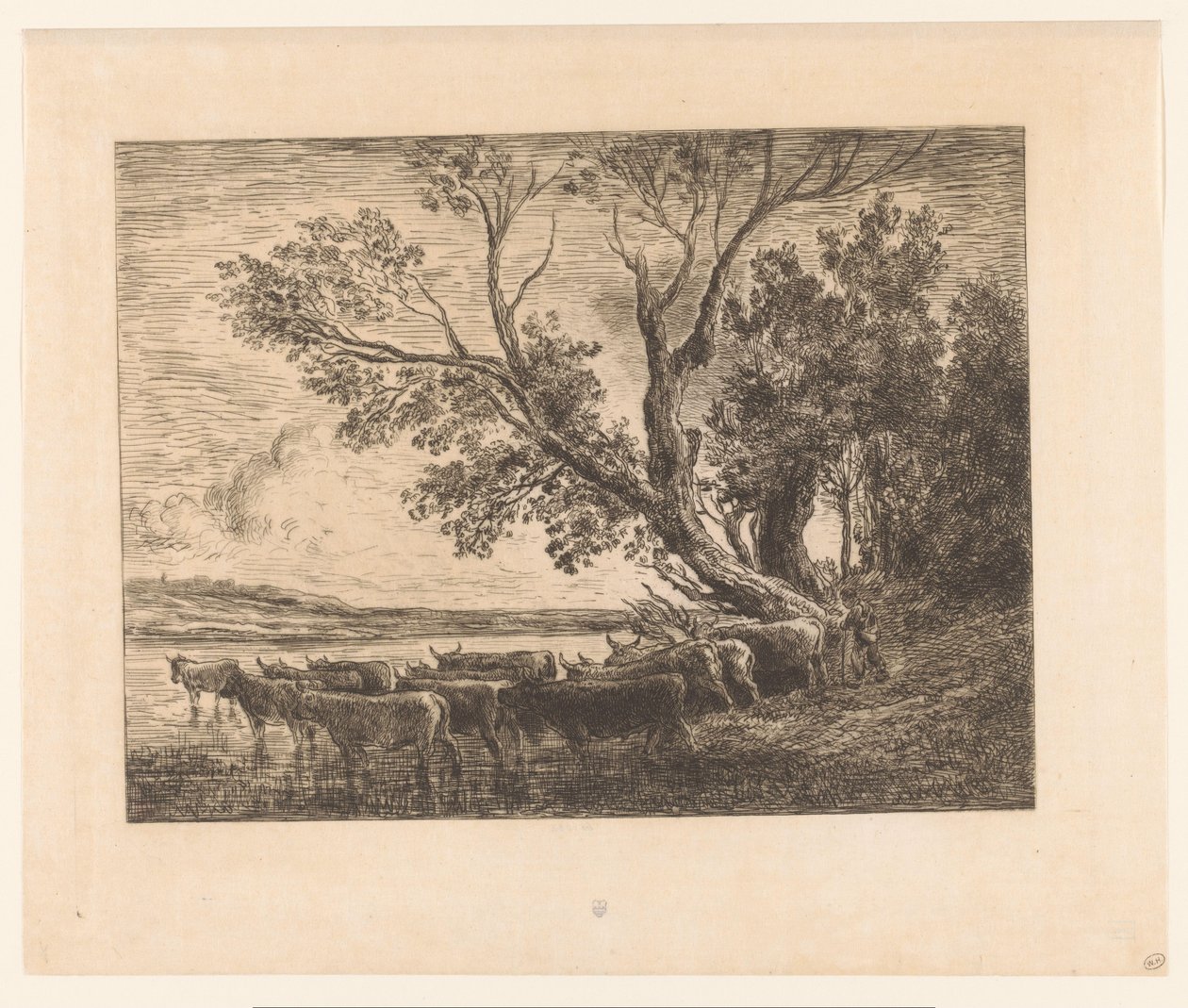 Paisaje con ganado zancudo le gue de Charles François Daubigny (attributed to)
