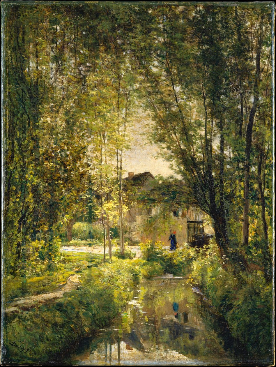 Charles-François Daubigny, 1877c - Paisaje con un arroyo iluminado por el sol de Charles Francois Daubigny