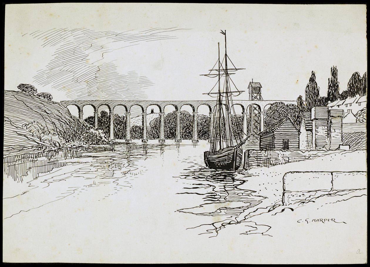 Viaducto de Calstock, Cornualles, c. 1907-c. 1943 de Charles George Harper