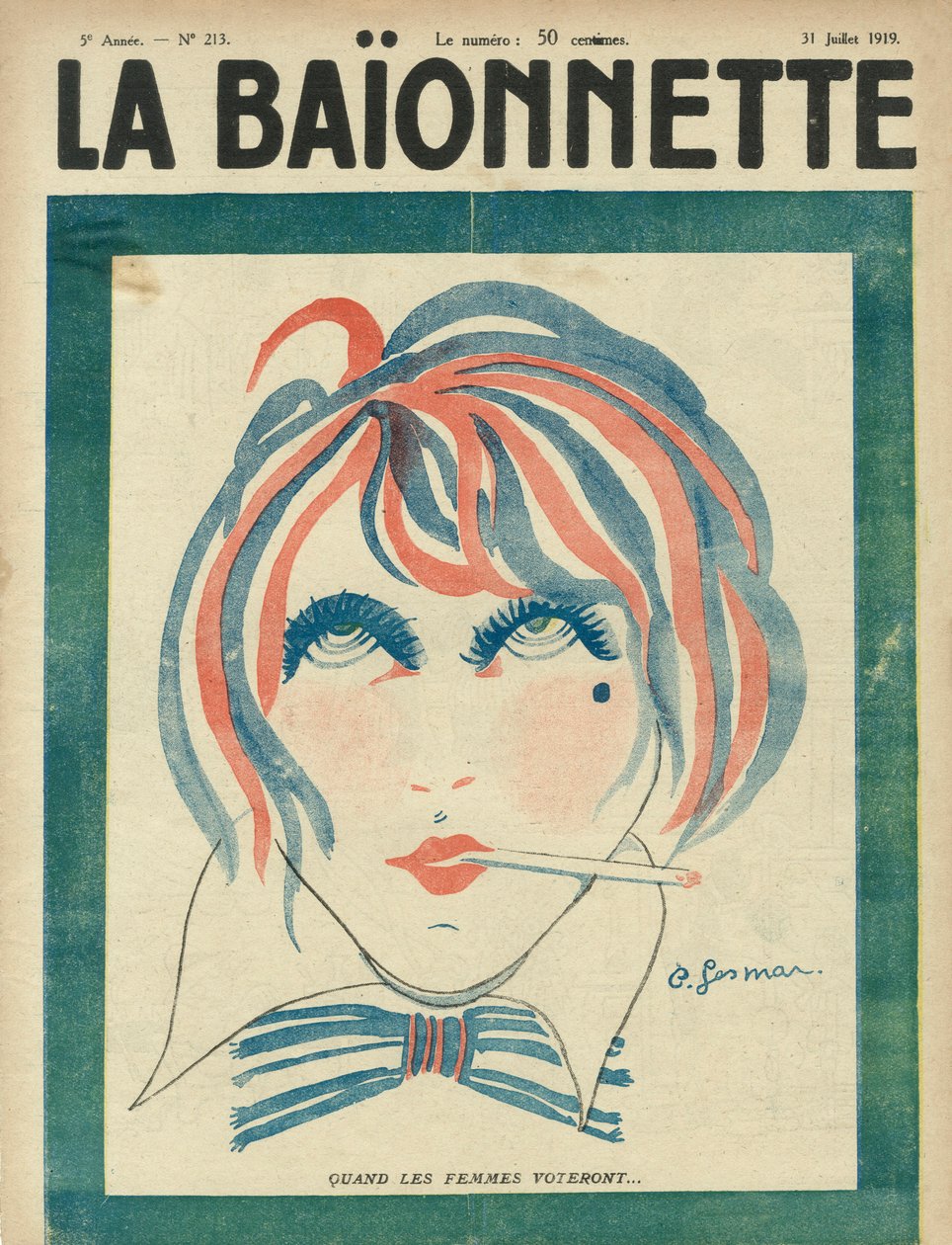 Portada del periódico "La Baionnette" del 31 de julio de Charles Gesmar