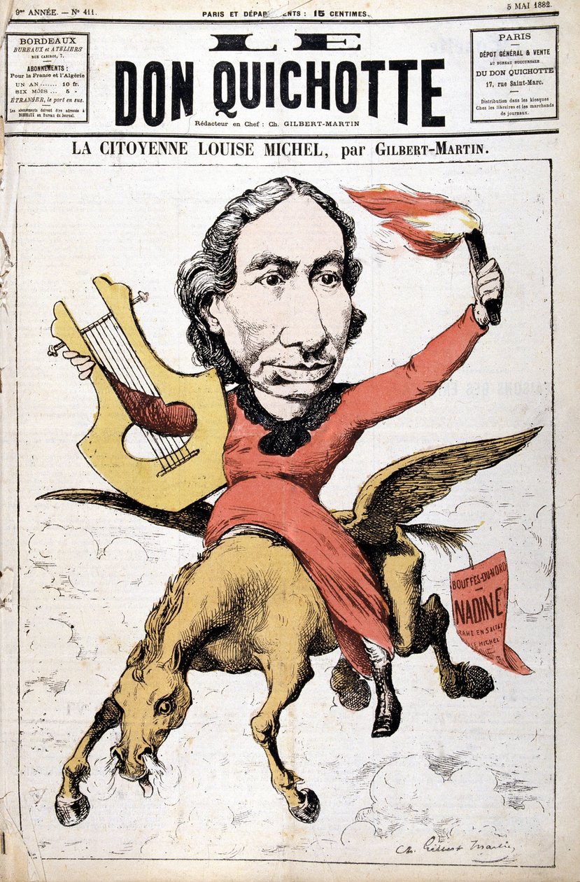 Caricatura de La Ciudadana Louise Michel - en “Le Don Quixote” del 05/05/1882 de Charles Gilbert Martin