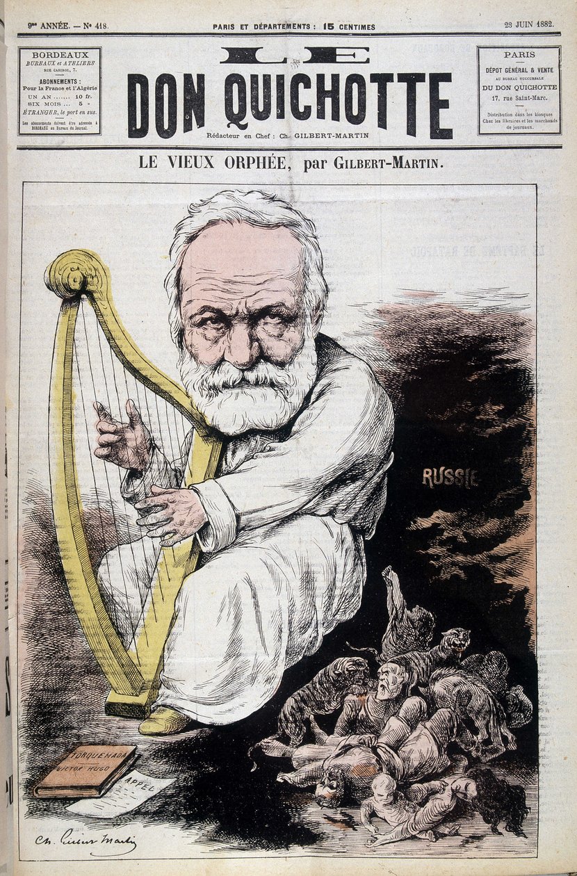 El viejo Orfeo: caricatura sobre Victor Hugo y Rusia - por Gilbert-Martin, en 