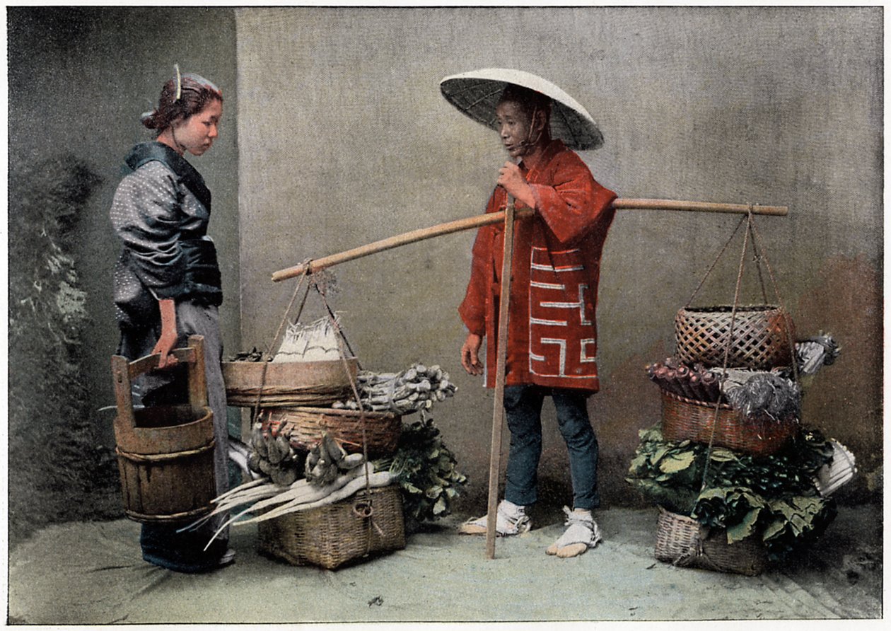 Comerciante de vegetales en Japón, c. 1890 de Charles Gillot