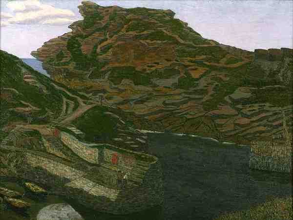 Boscastle Harbour, Cornualles (óleo sobre lienzo) de Charles Ginner