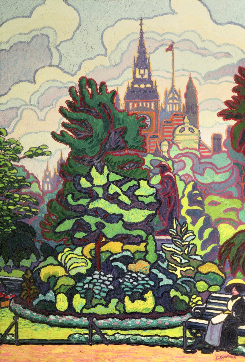 Jardines a lo largo de Victoria Embankment de Charles Ginner