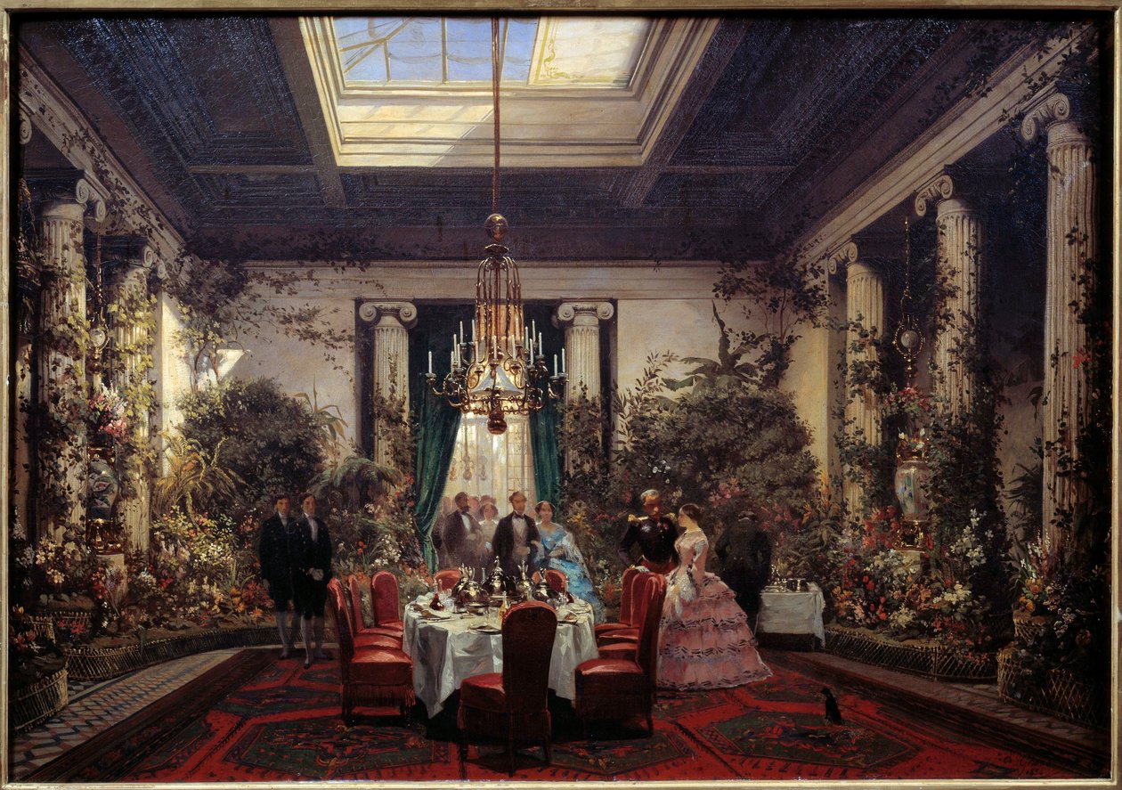 Desayuno en la casa de la Princesa Mathilde Letizia Bonaparte, rue de Courcelles en París de Charles Giraud