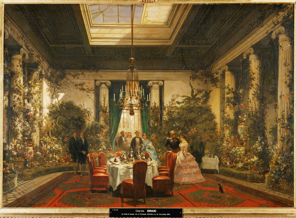 El comedor de la princesa Matilde, hija del rey Jerónimo, hermano de Napoleón I ... (óleo sobre lienzo) de Charles Giraud