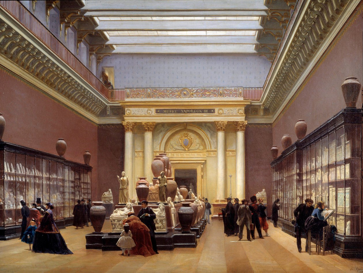 Vista del Museo Napoleón III, sala de terracota en el Louvre, también conocida como la galería Campana Pintura de Sébastien Charles Giraud (1819-1892) 1866 de Charles Giraud