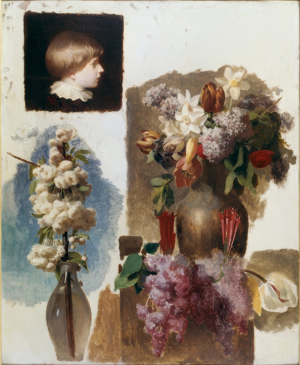 Flores y cabeza (estudio) de Charles Gleyre