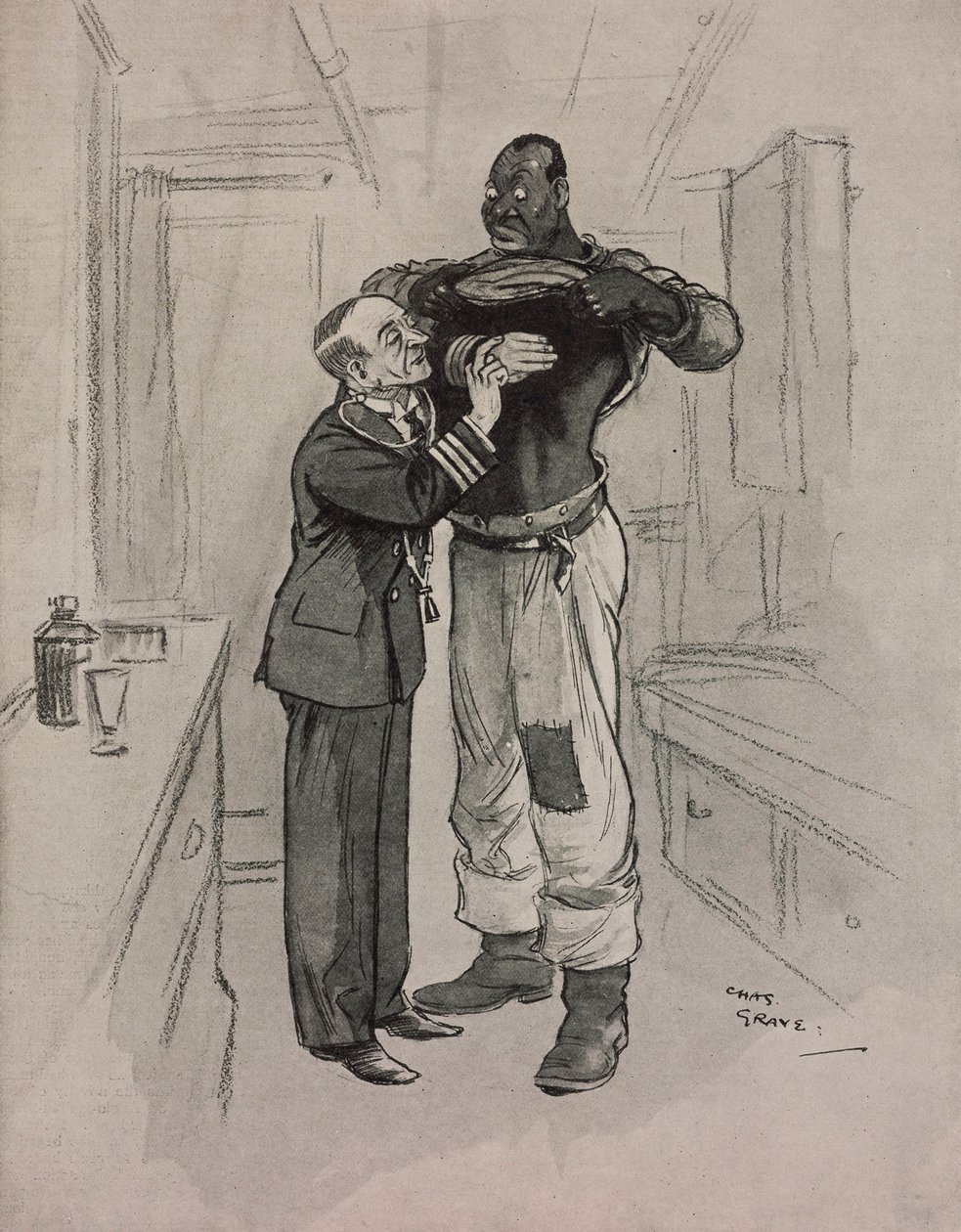 La peste negra, un hipocondríaco, viñeta de Chas Grave (1886-1944) de The Tatler, nº 1415, 8 de agosto. de Charles Grave