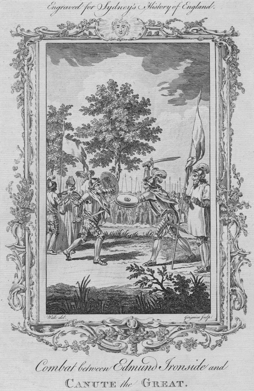 Combate entre Edmund Ironside y Canuto el Grande, 1773 de Charles Grignion