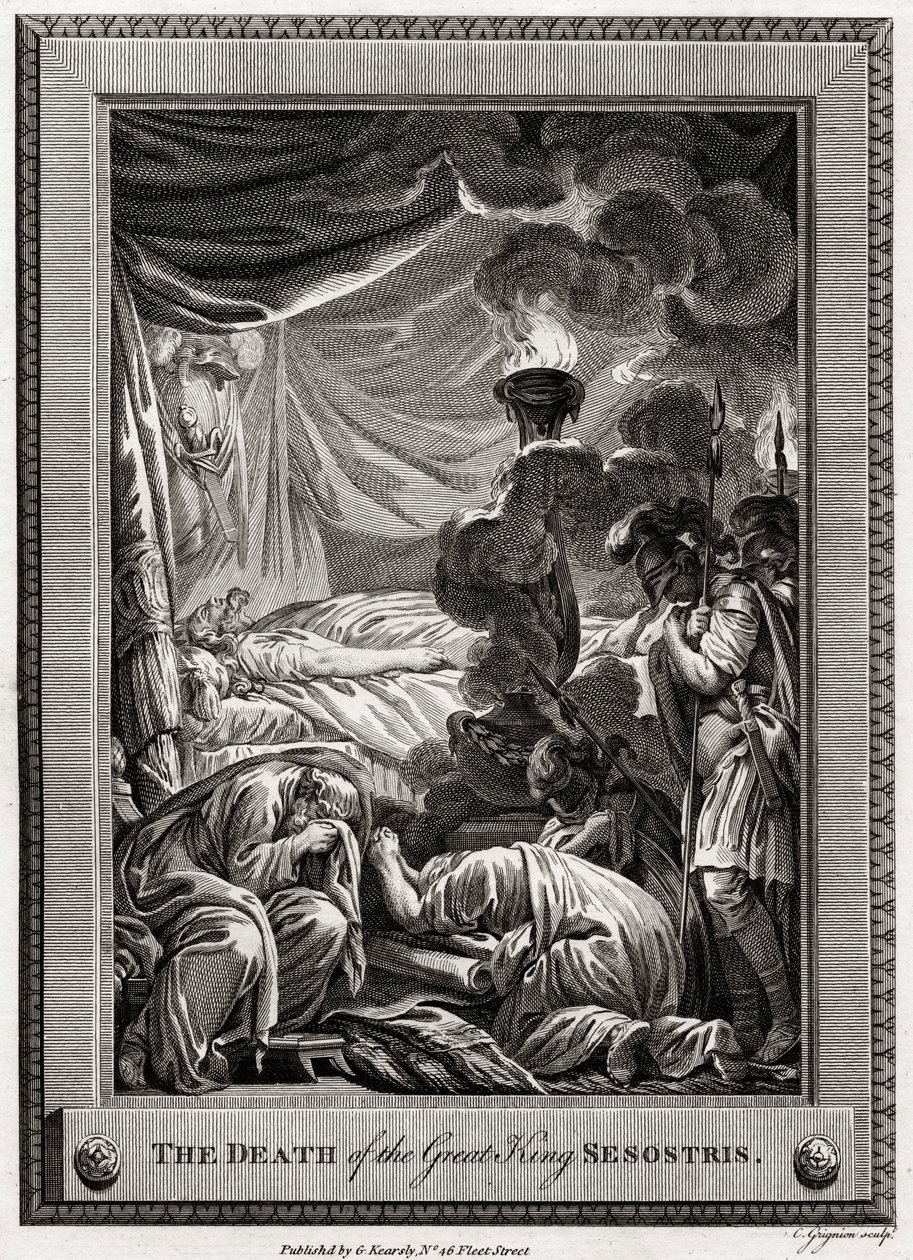 La Muerte del Gran Rey Sesostris, Antiguo Egipto, 1775 de Charles Grignion