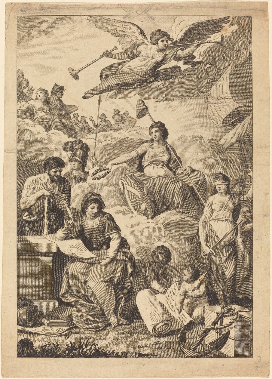 Britania coronando la historia de Charles Grignion, after Conrad Martin Metz