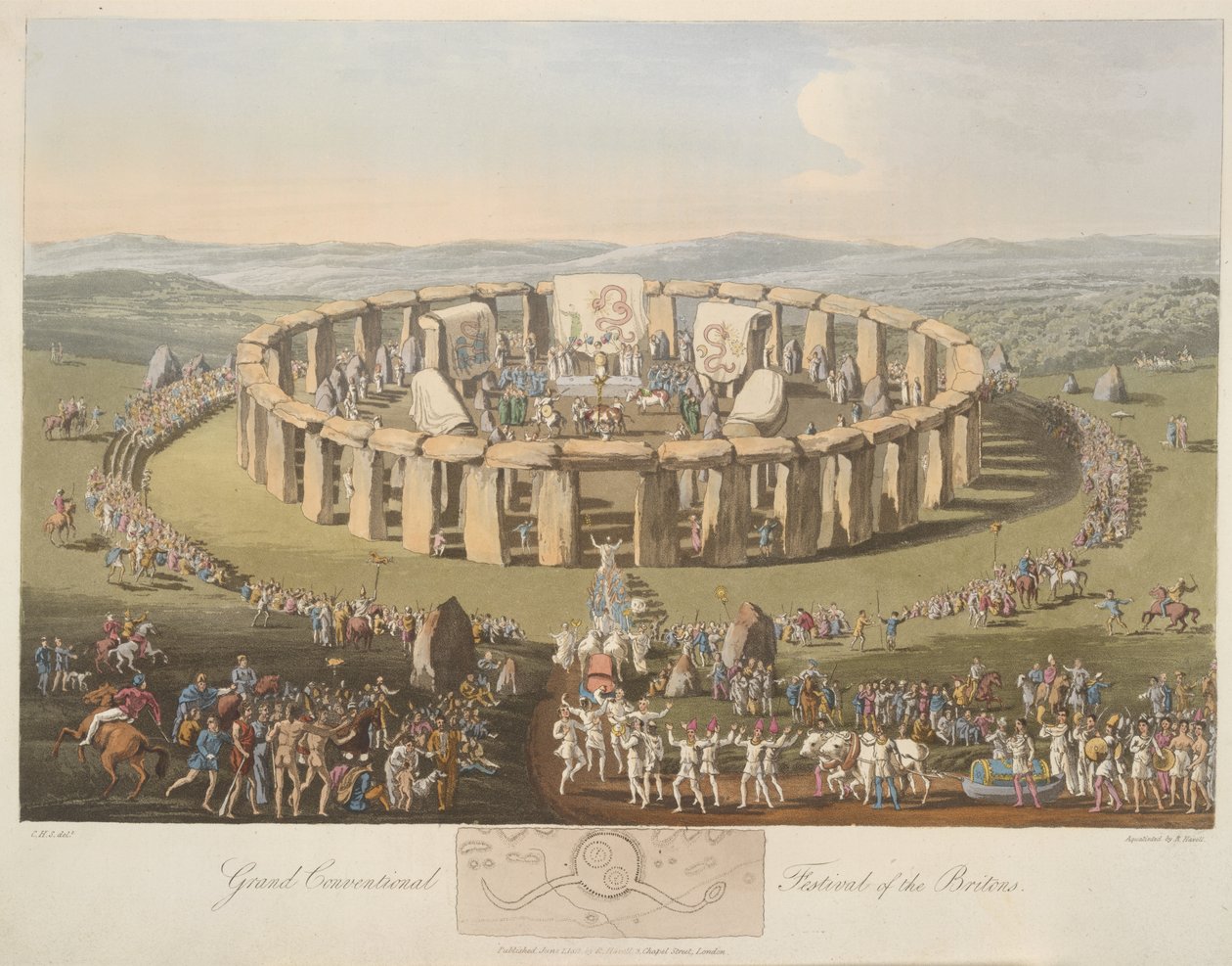 Gran festival convencional de los británicos". Stonehenge. de Charles Hamilton (after) Smith
