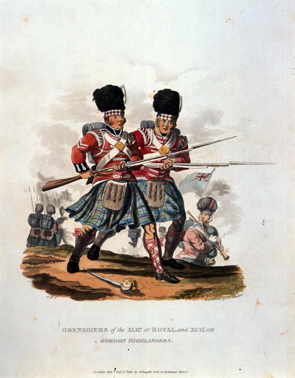 Granaderos del 42º (o Real) y 141º o, Gordon Highlanders, de 