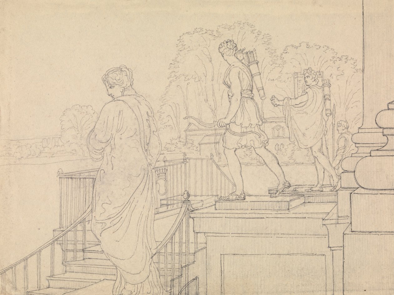 Porche con estatuaria, Easton Neston, Northants de Charles Hamilton Smith