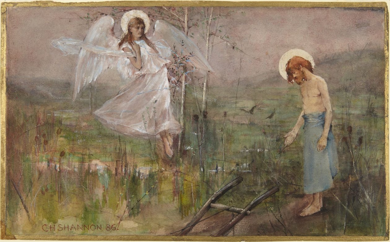 Un ángel apareciéndose a un santo de Charles Haslewood Shannon
