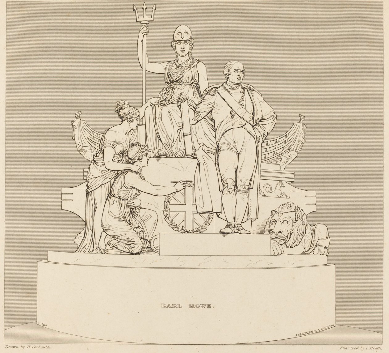 Monumento al Conde Howe de Charles Heath after Henry Corbould after John Flaxman
