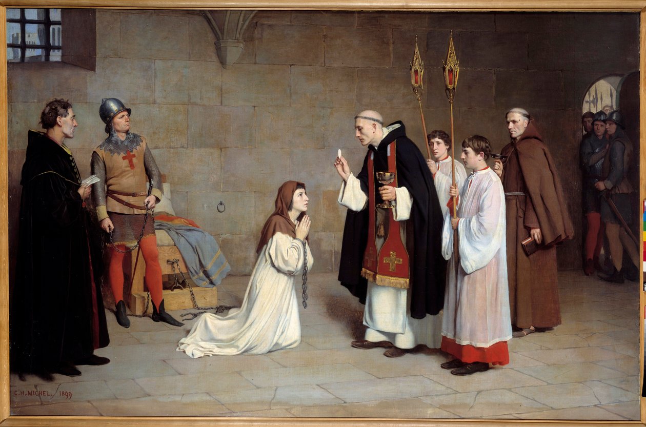 Guerra de los Cien Años: "La última comunión de Juana de Arco (1412-1431)" Pintura de Charles Henri Michel (1817-1905) 1899. Sol. 0,73x0,6 m Rouen, musee des Beaux Arts - Guerra de los Cien Años: "La última comunión de Juana de Arco (1412-1431) ". Pintura  de Charles Henri Michel