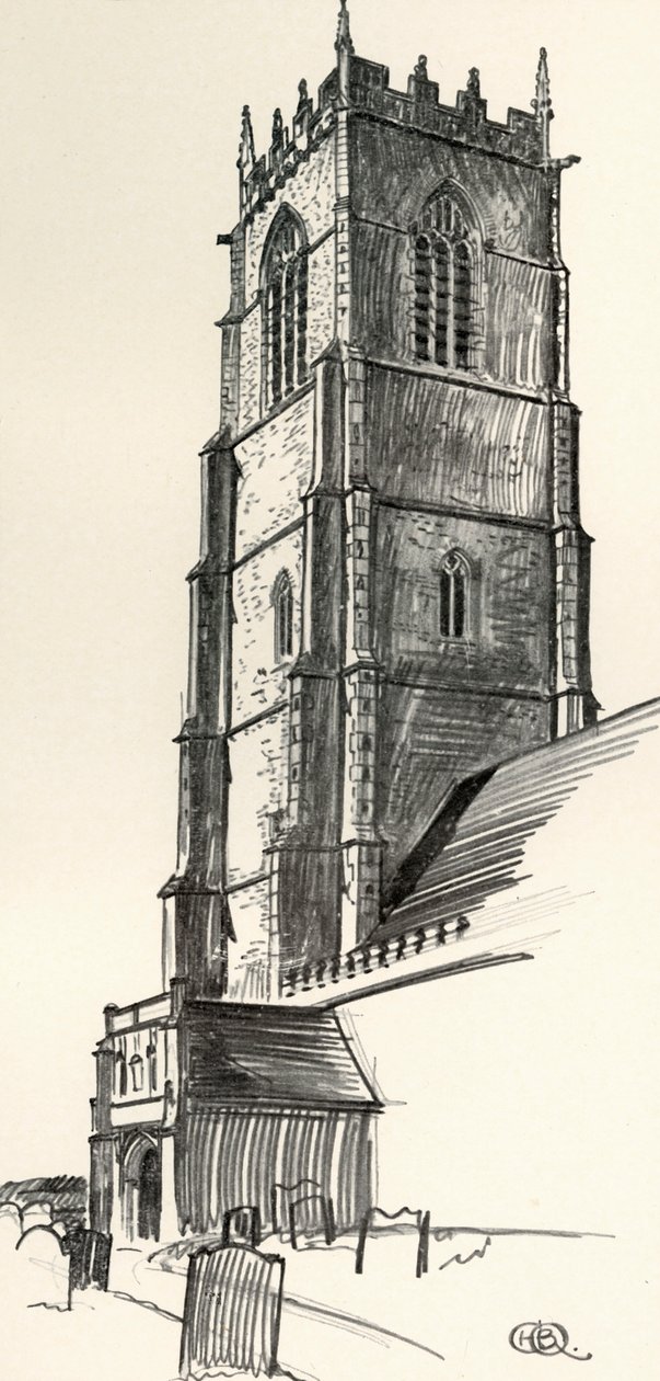 Una torre de iglesia perpendicular, Winterton, Norfolk de Charles Henry Bourne Quennell