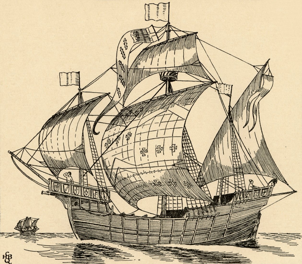 Un barco de la época de Cristóbal Colón, 1931 de Charles Henry Bourne Quennell
