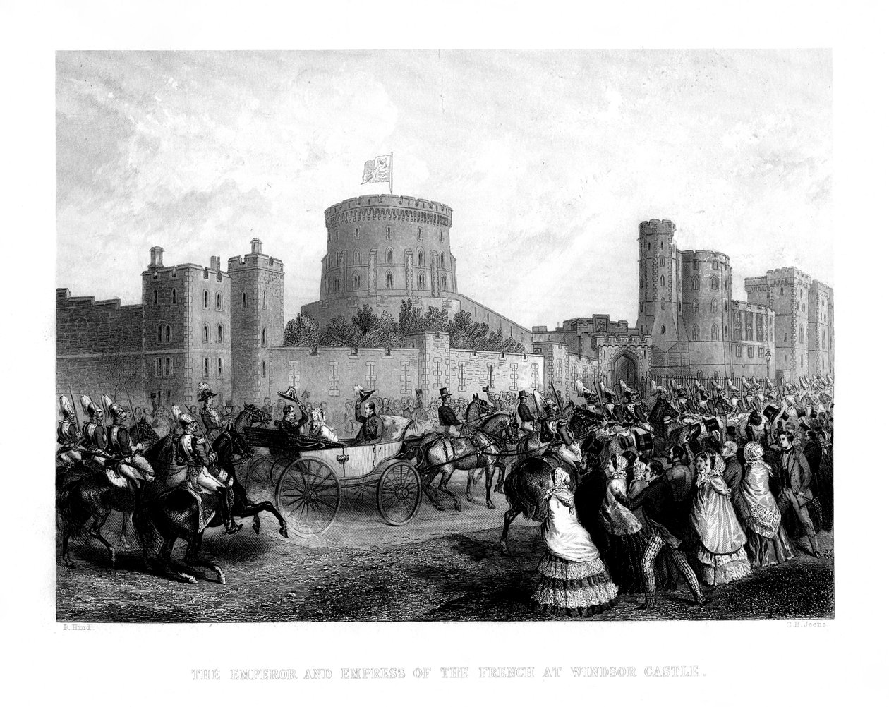 El Emperador y la Emperatriz de los Franceses en el Castillo de Windsor de Charles Henry Jeens