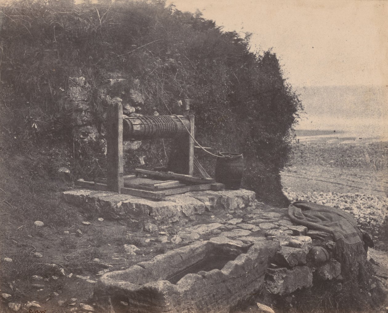 Un pozo junto al mar, bahía de Langland, Swansea, Gales,c. 1854 (foto) de Charles Henry Waring