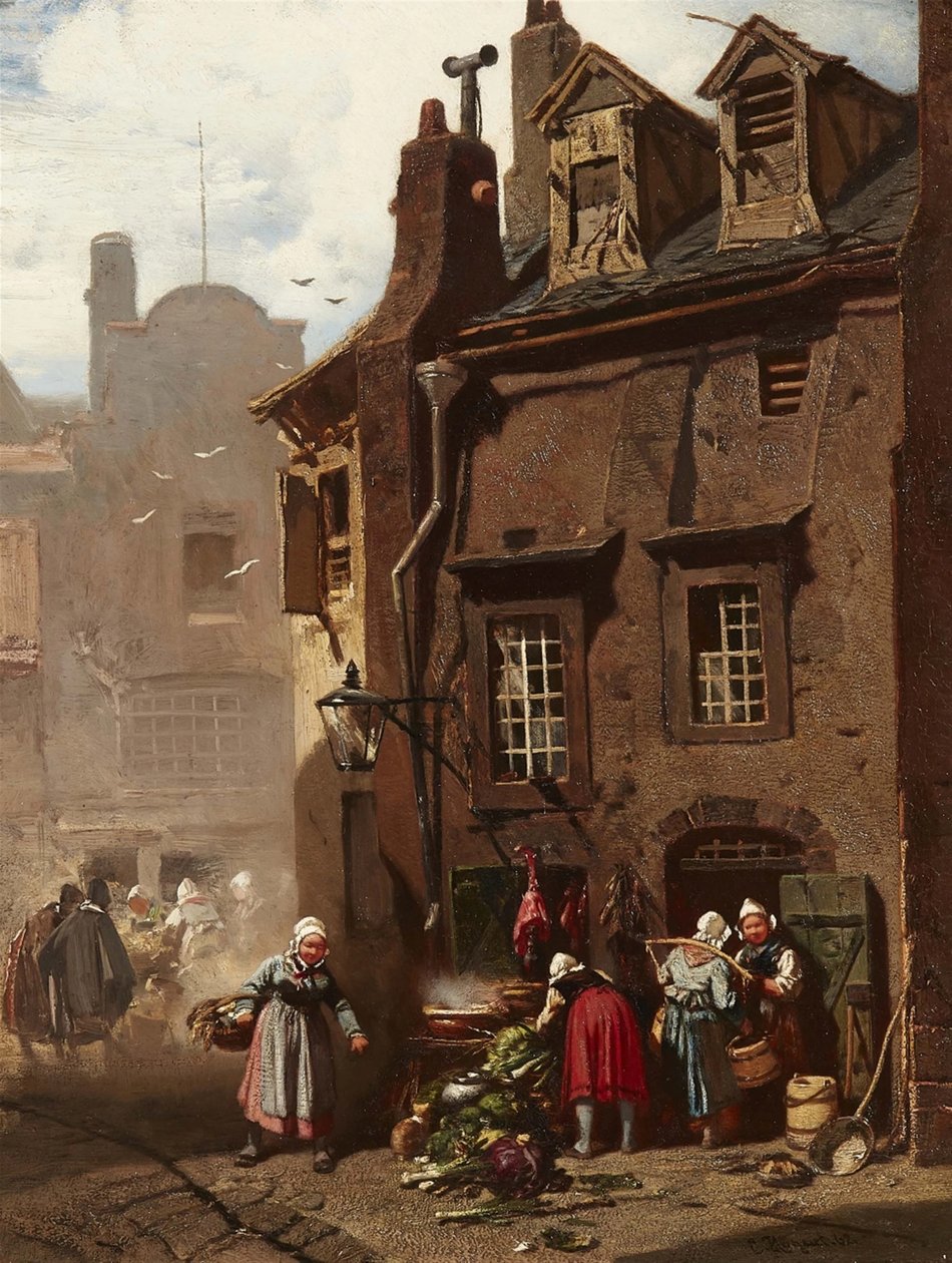 Alemán: Markttreiben in einer mittelalterlichen Stadt Día de mercado en una ciudad medieval de Charles Hoguet