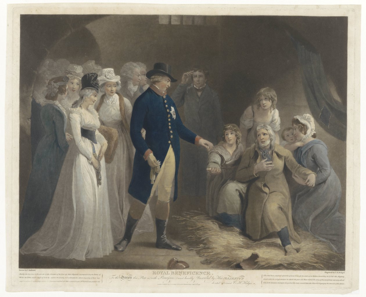 George III visita la prisión de Dorchester con su familia Beneficencia real (título sobre objeto) de Charles Howard Hodges