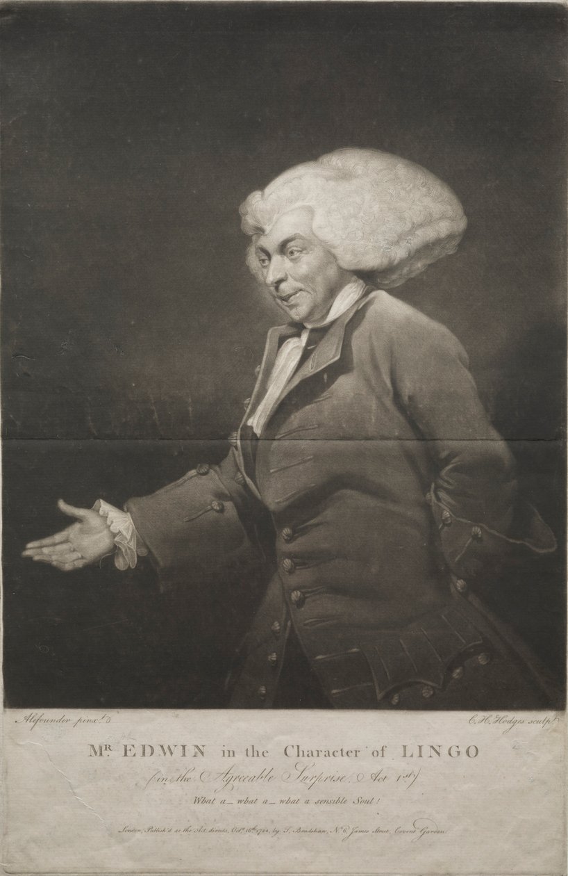 El Sr. Edwin en el personaje de Lingo, 1784 de Charles Howard Hodges
