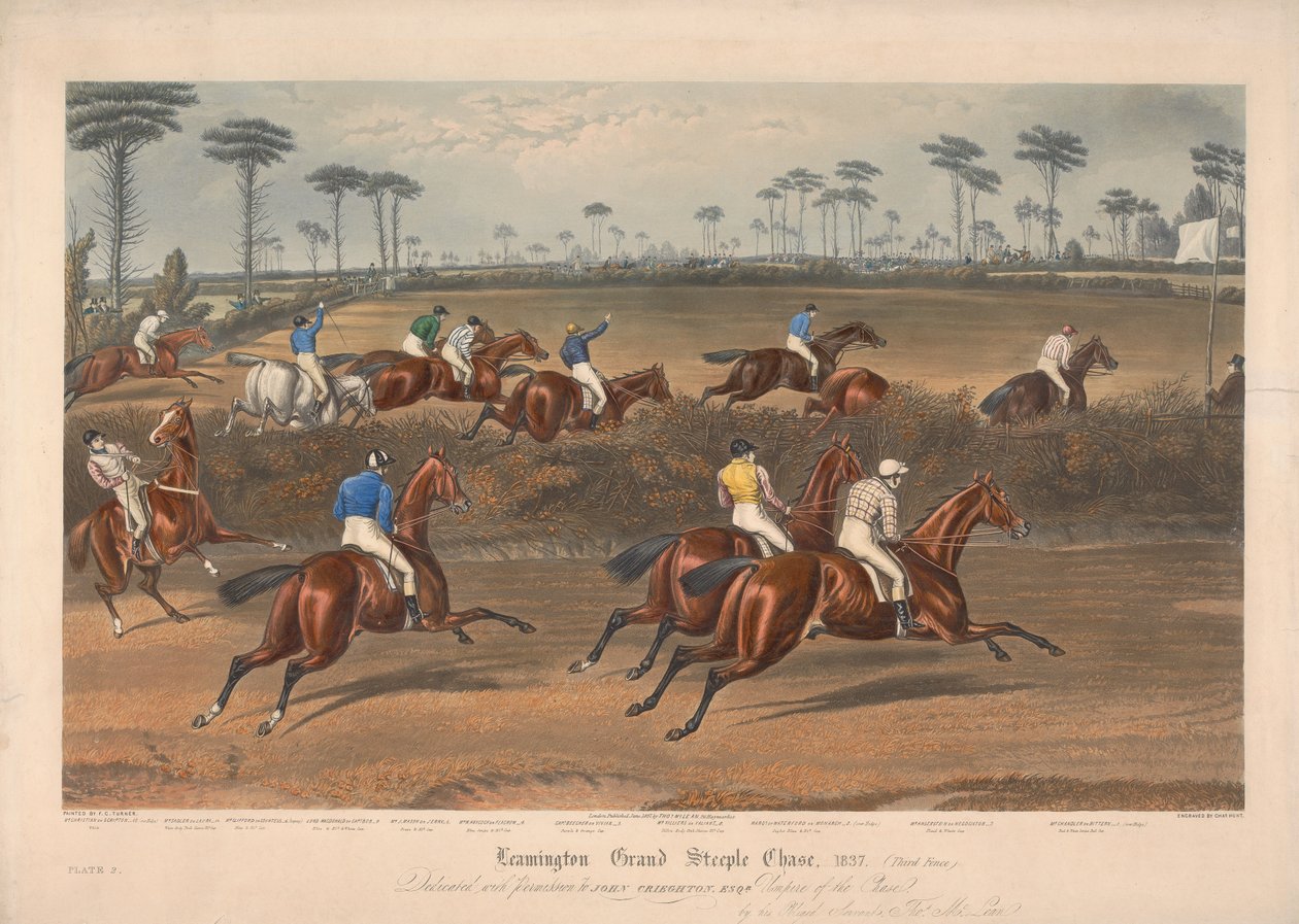 Uno de un conjunto de cuatro: Leamington Grand Steeple Chase ... 1837. Lámina 2. El Sr. Christian en Scripton ... de Charles Hunt