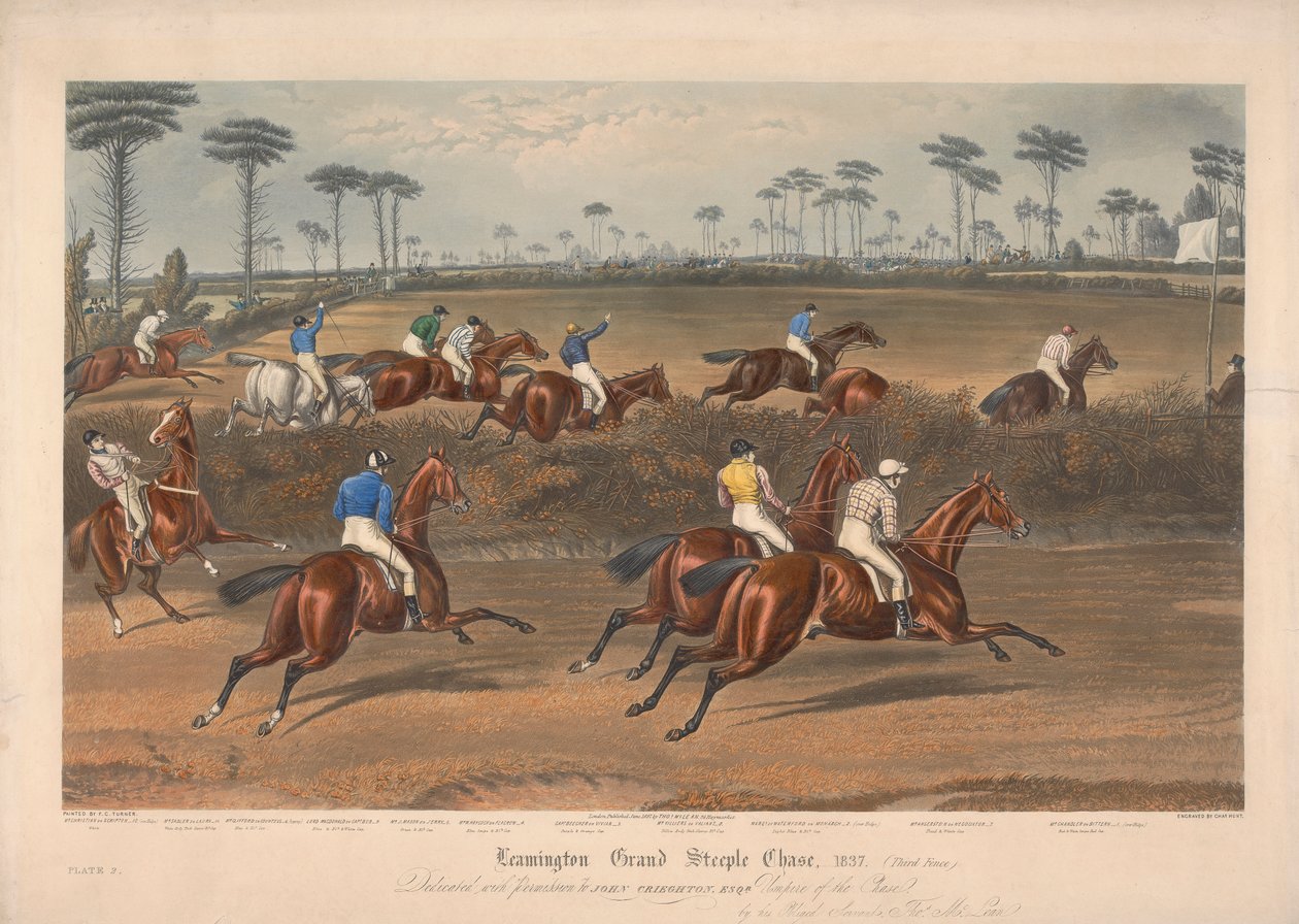 Uno de un conjunto de cuatro: Leamington Grand Steeple Chase ... 1837. Lámina 2. El Sr. Christian en Scripton ... de Charles Hunt