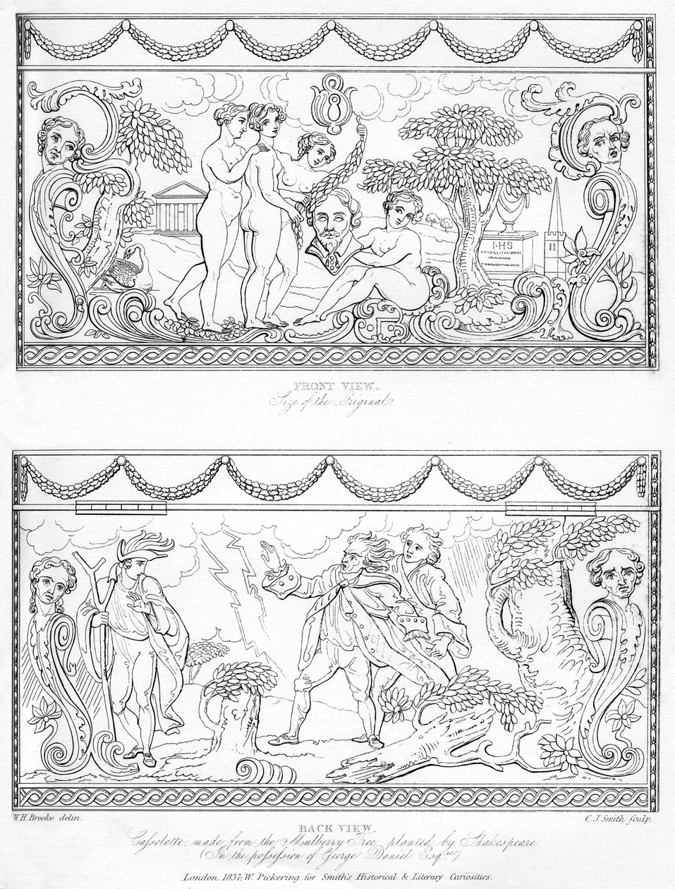 Cassolette tallada hecha de la madera del árbol de morera de Shakespeare, siglo XVIII, 1840 de Charles J. Smith